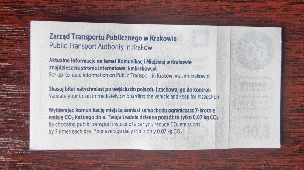 Papierowe bilety MPK normalne jednorazowe 10 szt.