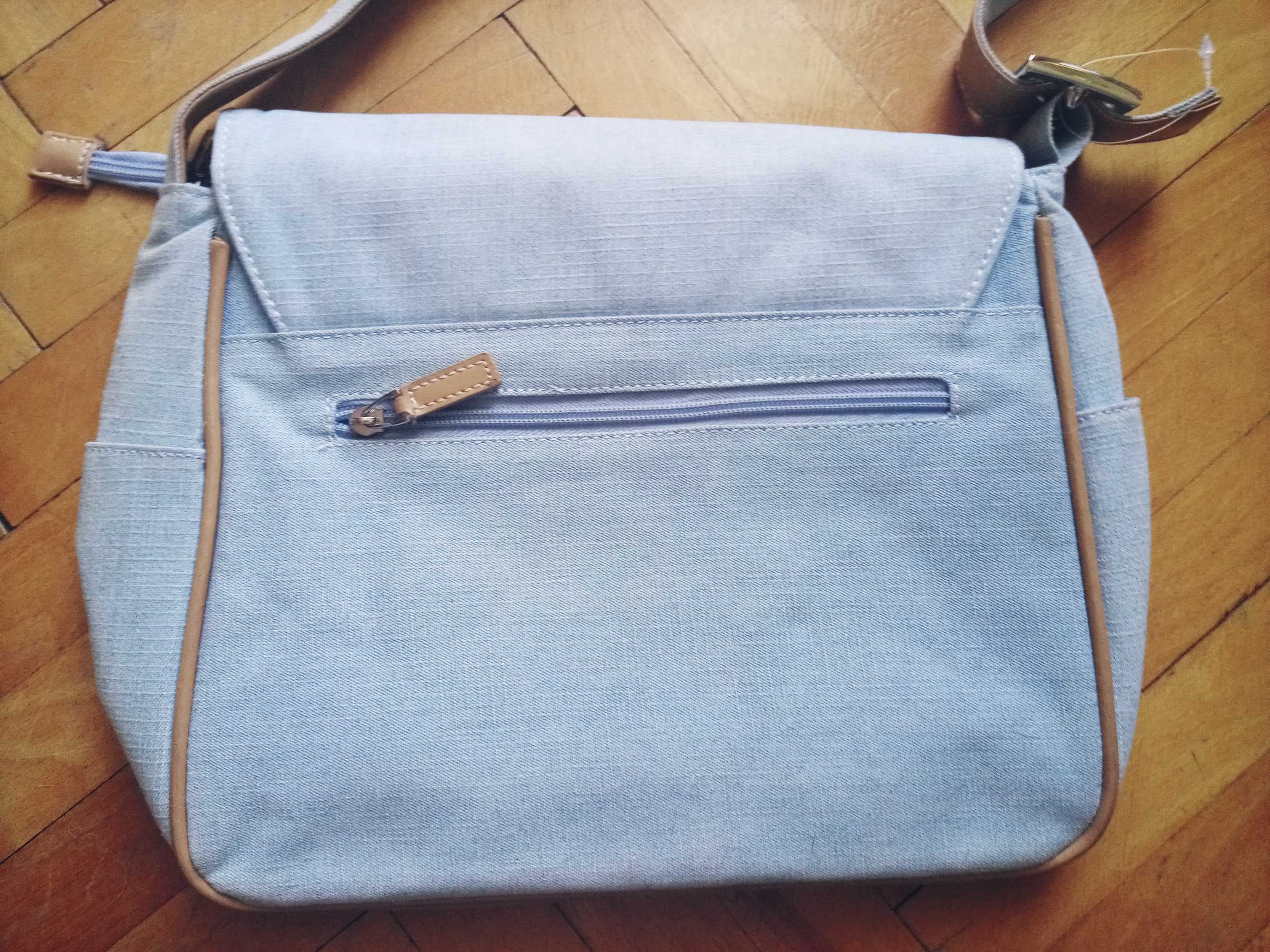 Torba listonoszka, denim, nowa
