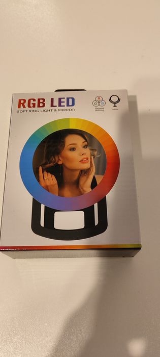 Lampa pierscieniowa z lusterkiem okrągła kolorowa