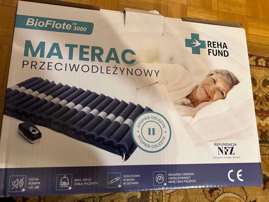 Materac przeciwodleżynowy pneumatyczny rurowy z kompresorem Reha Fund