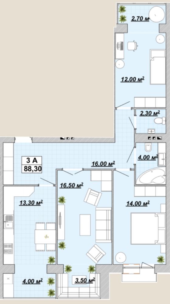 Продається 3 кім. ЖК Княгинен. 1 Черга. Переуступка. 94,7 м2. 676$ м2.
