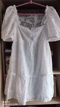Śliczna biała sukienka ażurowa Boho letnia bawełniana sukienka  H&M