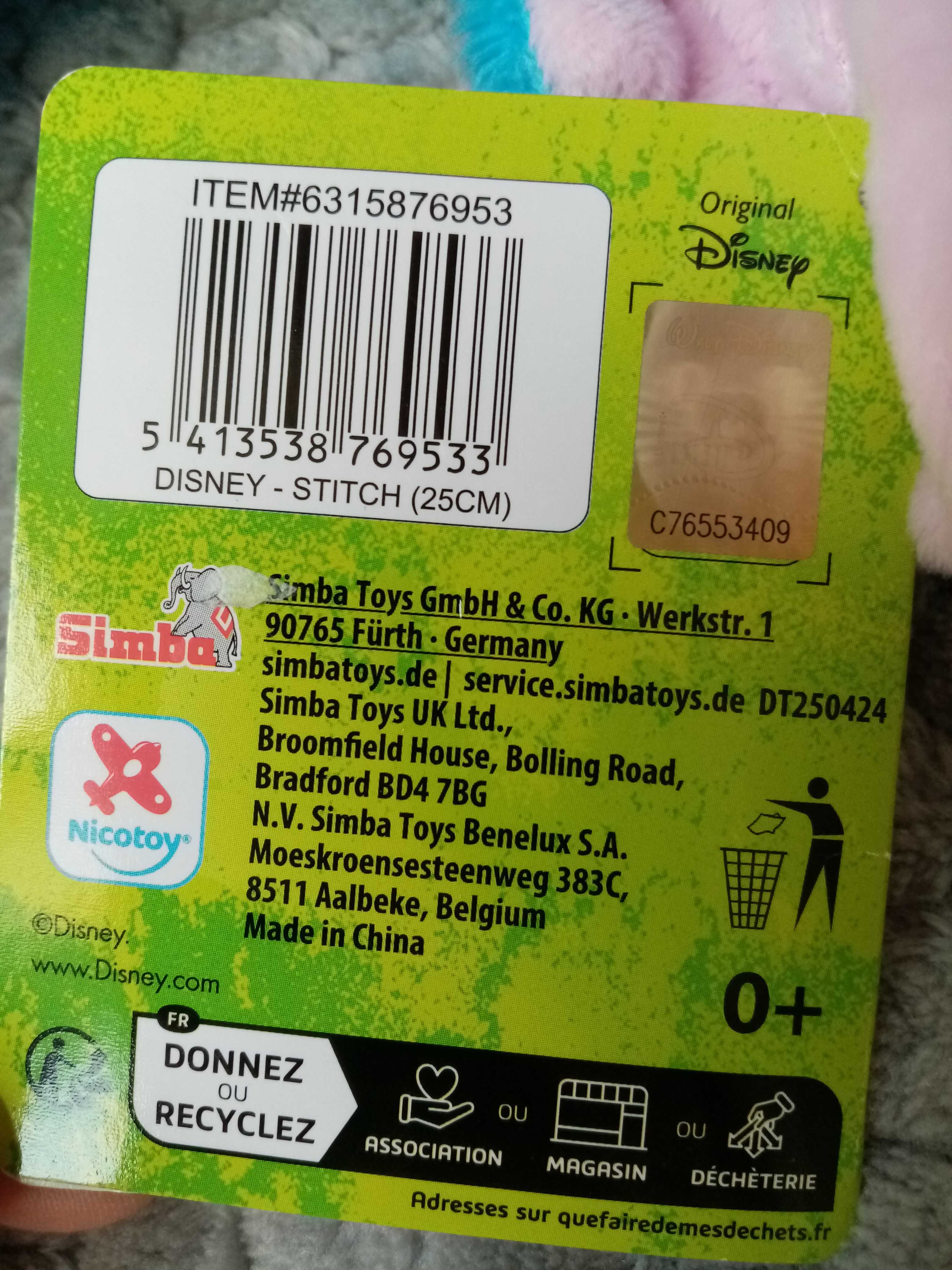 Nowy pluszak, maskotka SIMBA Disney STITCH 25 cm