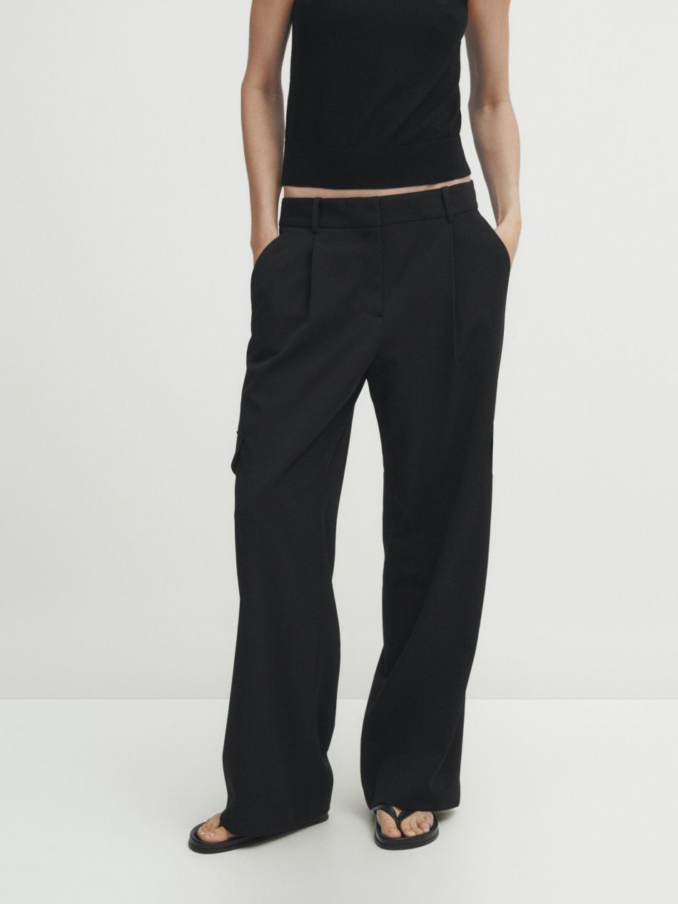 Spodnie cargo straight Massimo Dutti