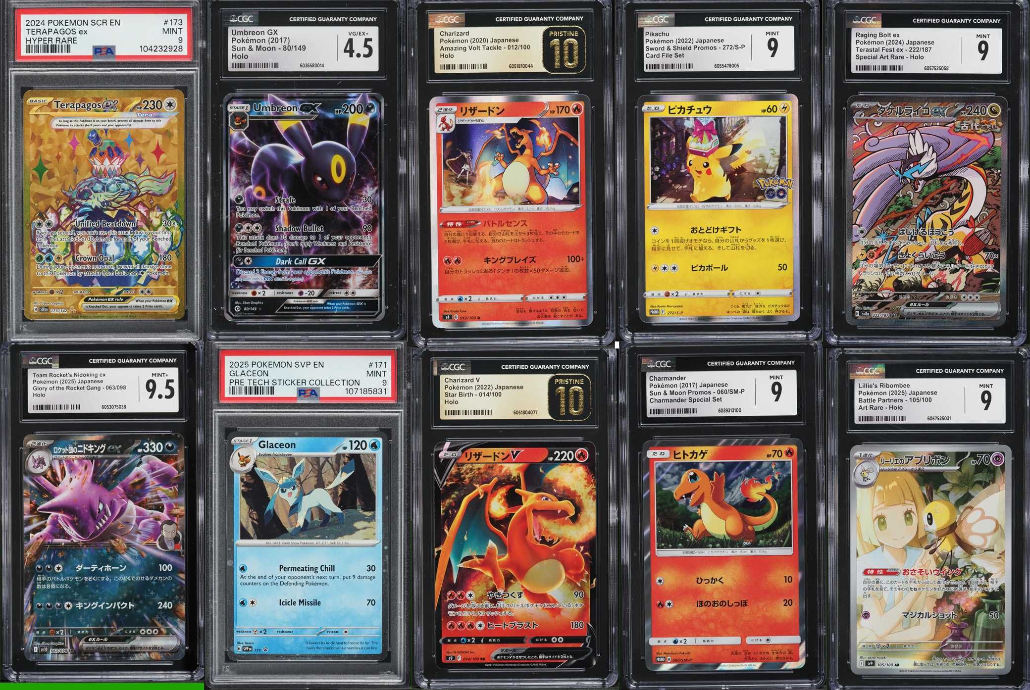 Slabs Pokemon PSA e CGC 9-10 e mais