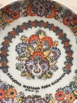 Dwa piękne, unikalne ręcznie zdobione talerze z Cepelii