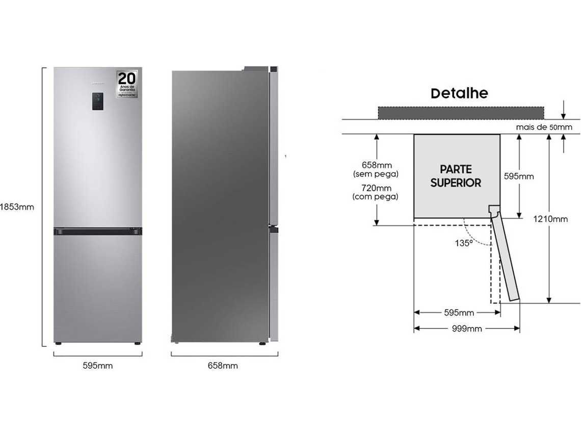 Frigorífico Combinado SAMSUNG (No Frost - 185.3 cm - 340 L - Inox)