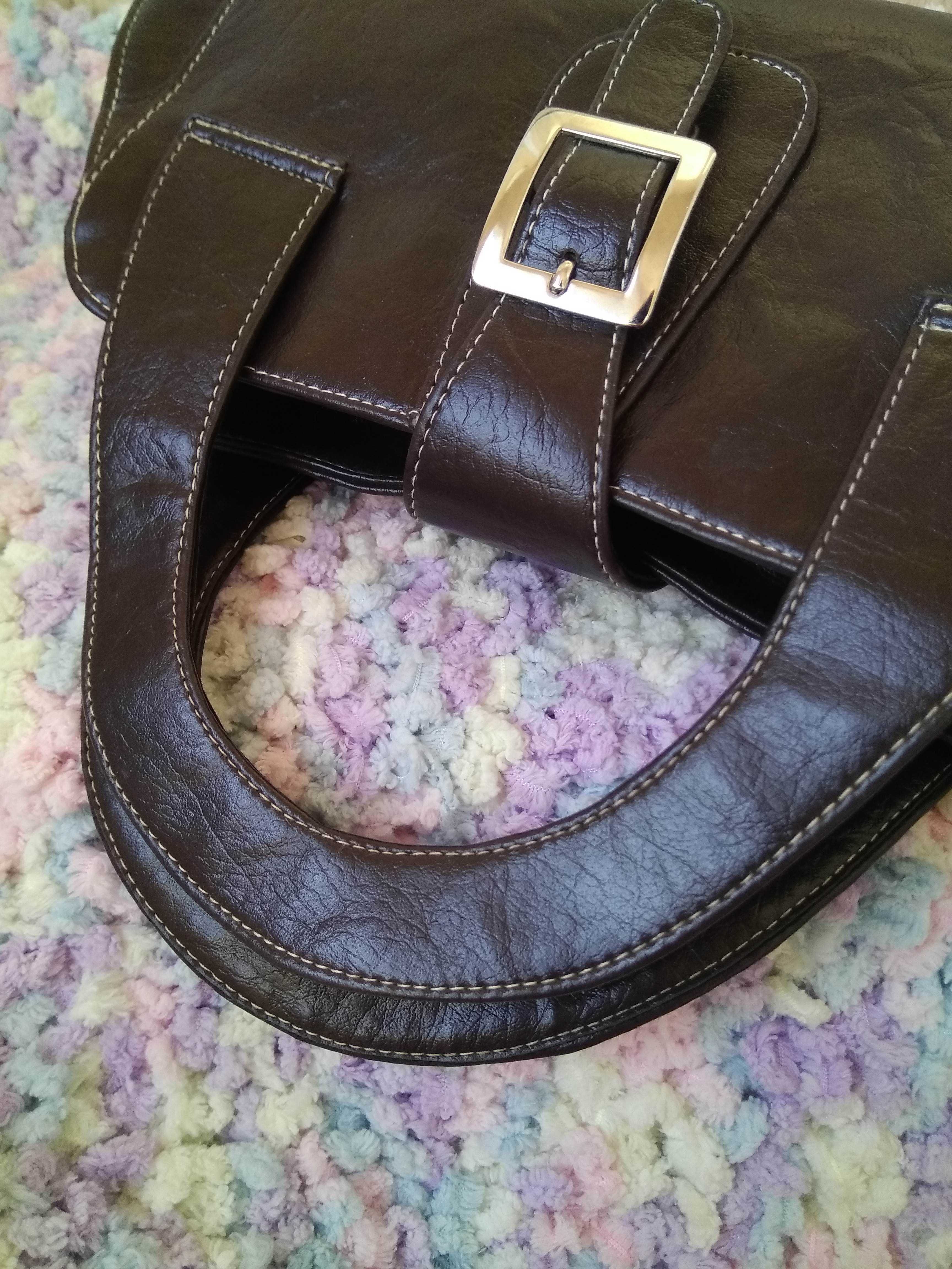 Женская модная коричневая сумка на двух ручках/сумочка коричневая