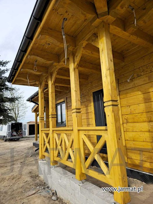 Dom drewniany Całoroczny Parterowy D58 Bale Klejone 70m2 Zawoja dw 7