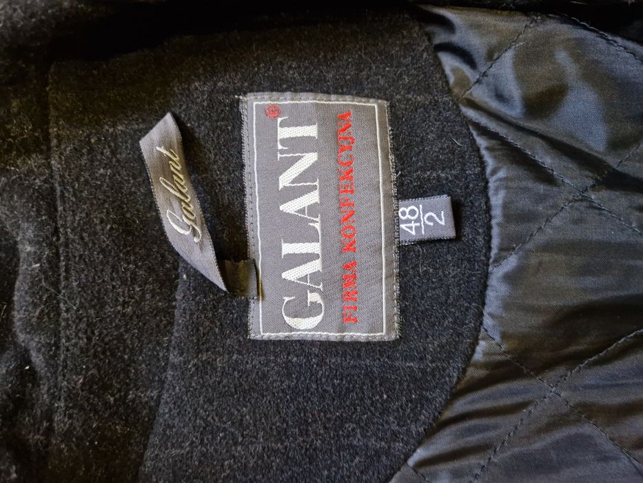 Płaszcz męski czarny długi kaszmir wełna 48 Giant