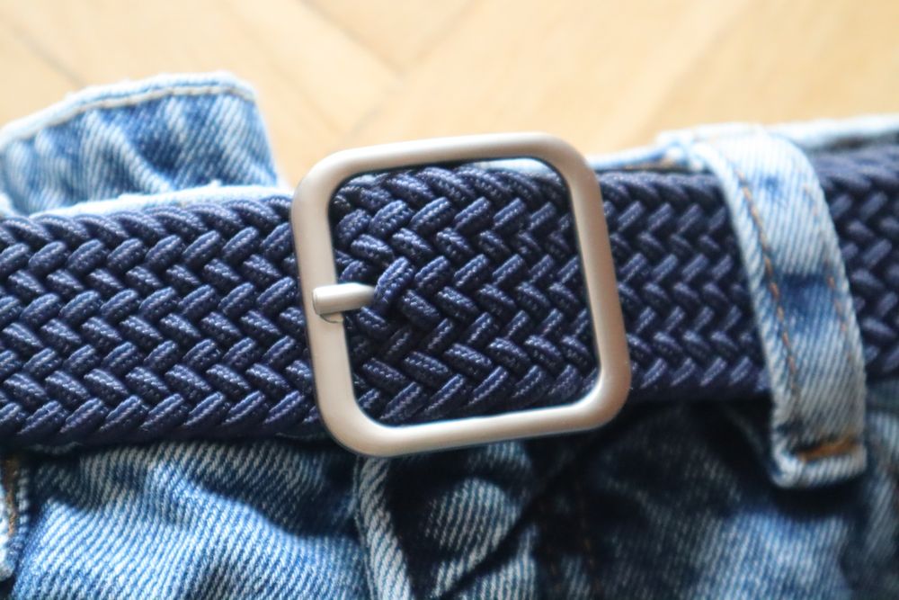 Pasek pleciony granatowy