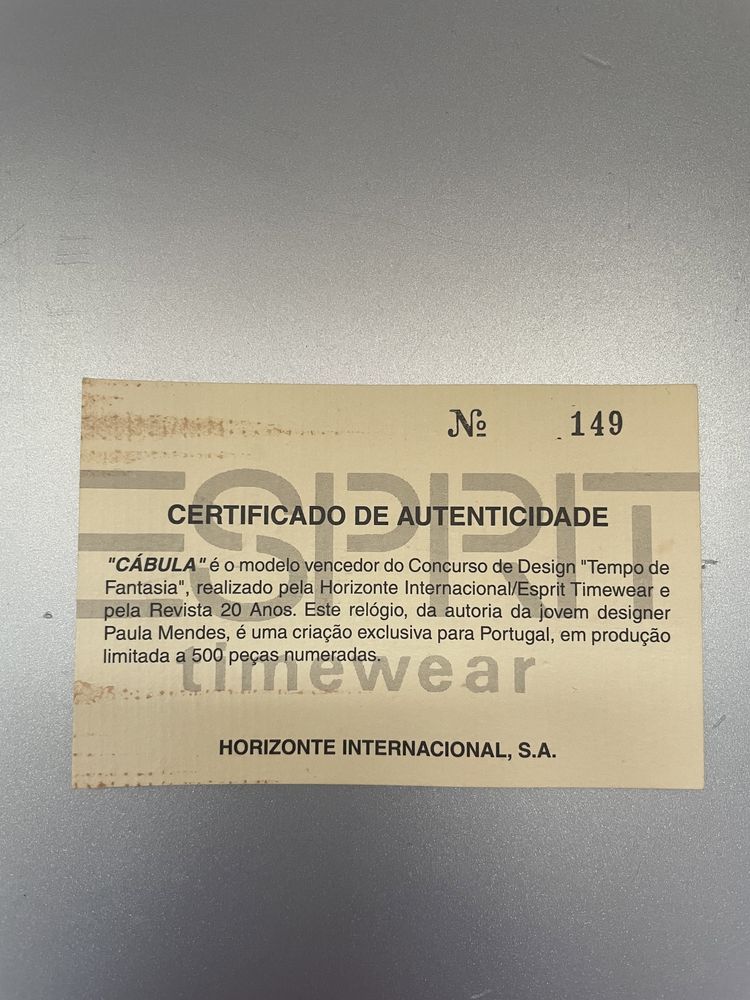 Relogio ESPRIT Edicao Limitada