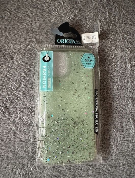 Silikonowe, zielone, czarne  dwa etui z brokatem do Iphone 12Pro Max