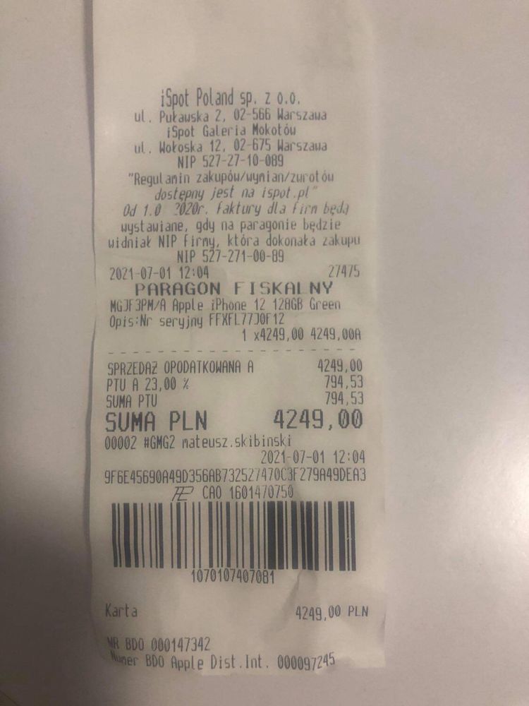 Nowy Apple iPhone 12 128GB 5G Zielony zieleń telefon smartfon