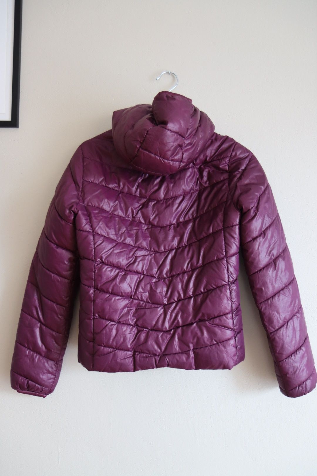 jesienna kurtka H&M pikowana fioletowa 158cm