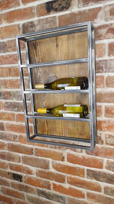 Stojak na wino ze starego drewna i stali –darmowa dostawa