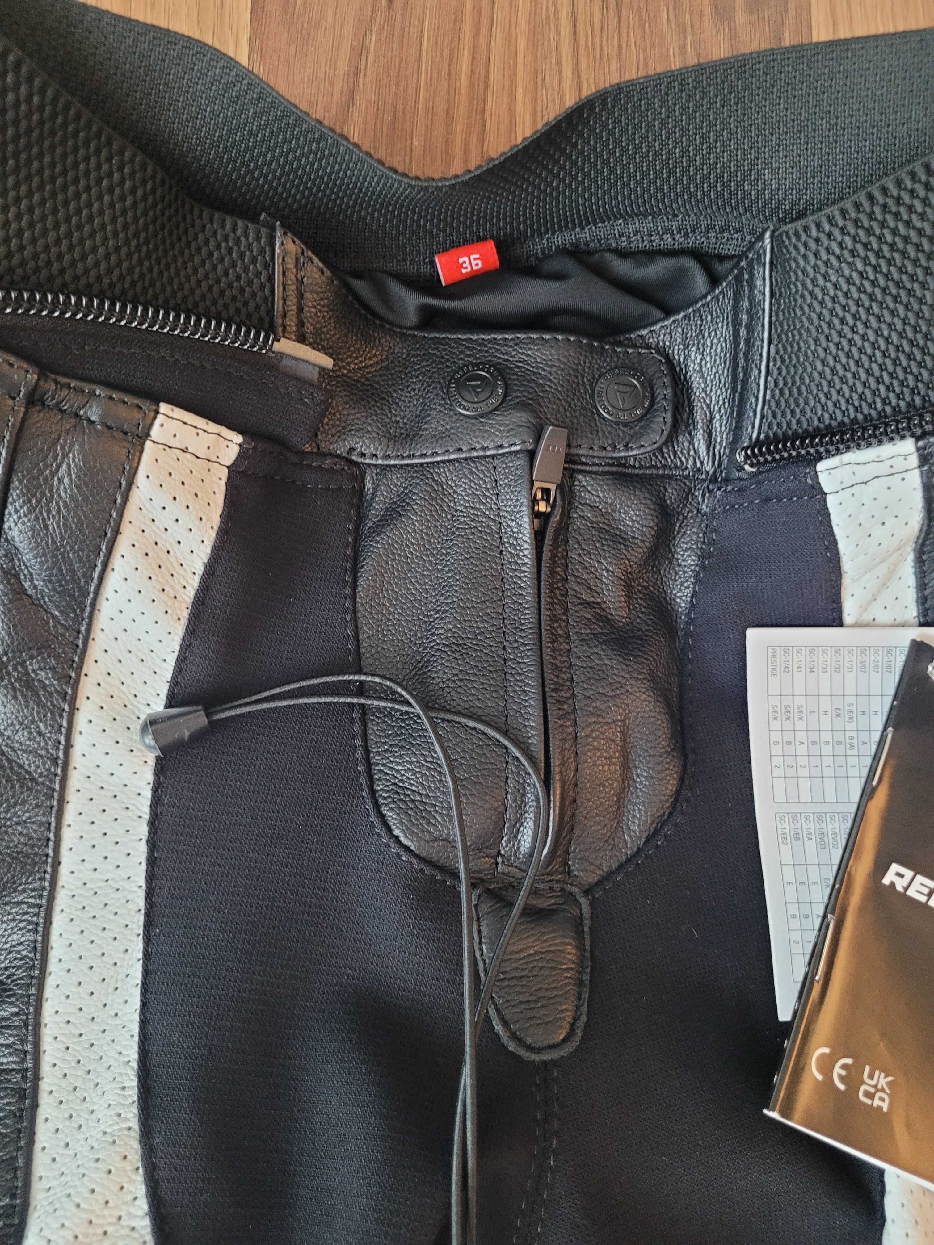 Spodnie skórzane damskie na motor REBELHORN REBEL LADY BLACK RED