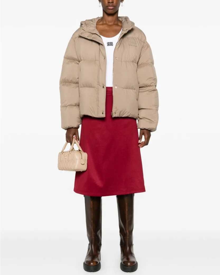 Пуховик Miu Miu Hooded Down Jacket Beige
