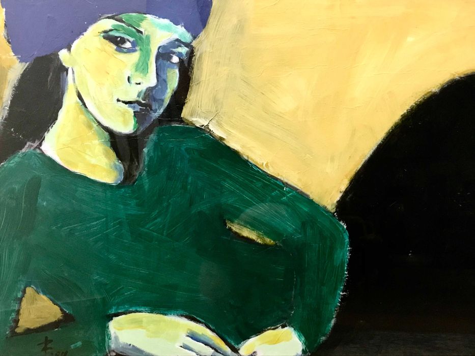 quadro de arte contemporânea - pintura com técnica mista "Presença"