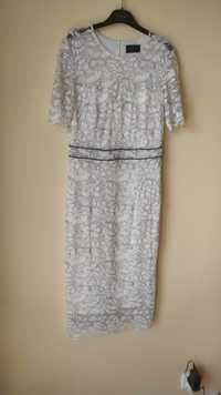 Biała koronkowa sukienka midi na podszewce, Mohito , rozmiar L/40