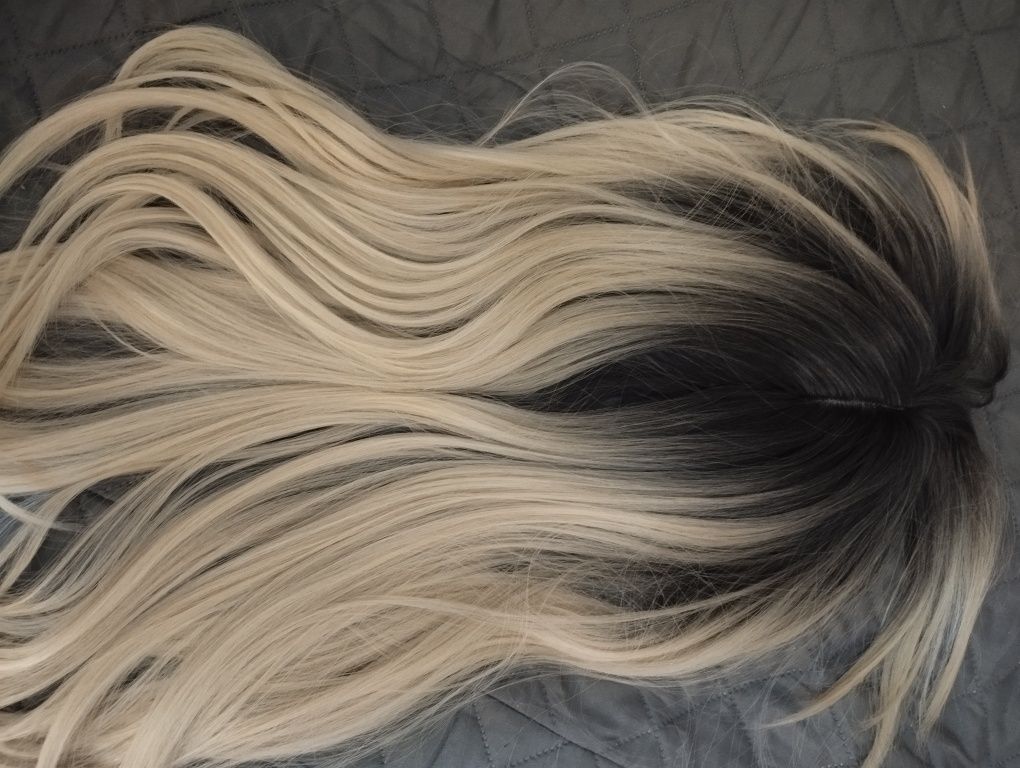 Tupet topper 3D Blond Czarny odrost Mikroskóra