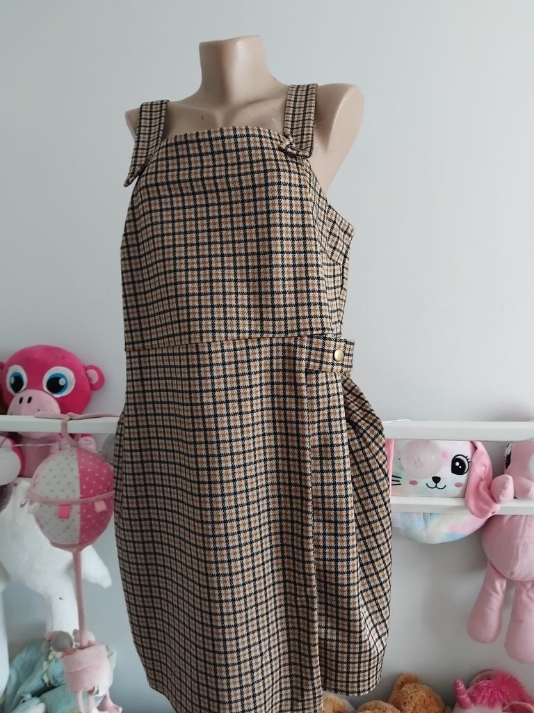 Sukienka ogrodniczka w kratkę kratka na ramiączkach L XL 40 42