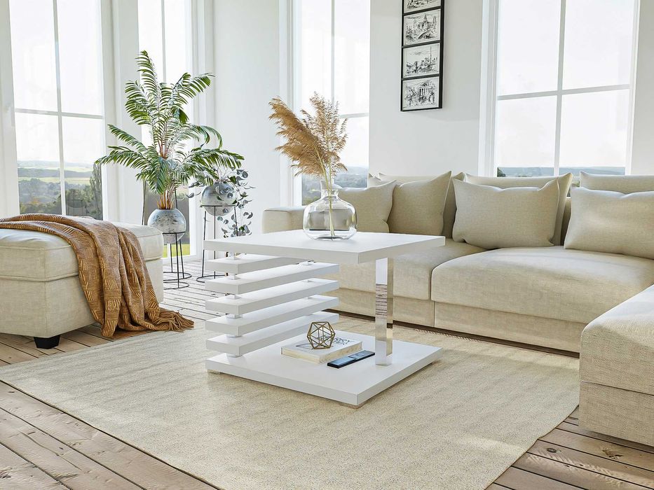 Ława kwadratowa do salonu stolik kawowy na wysoki połysk 60x60x45cm