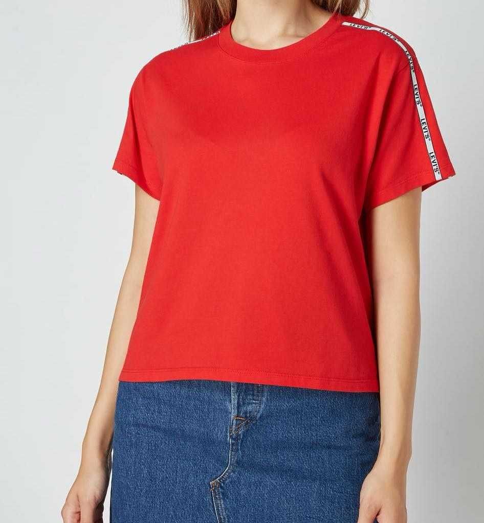Levi's czerwona koszulka t-shir z logo 34 xs s oversize y2k