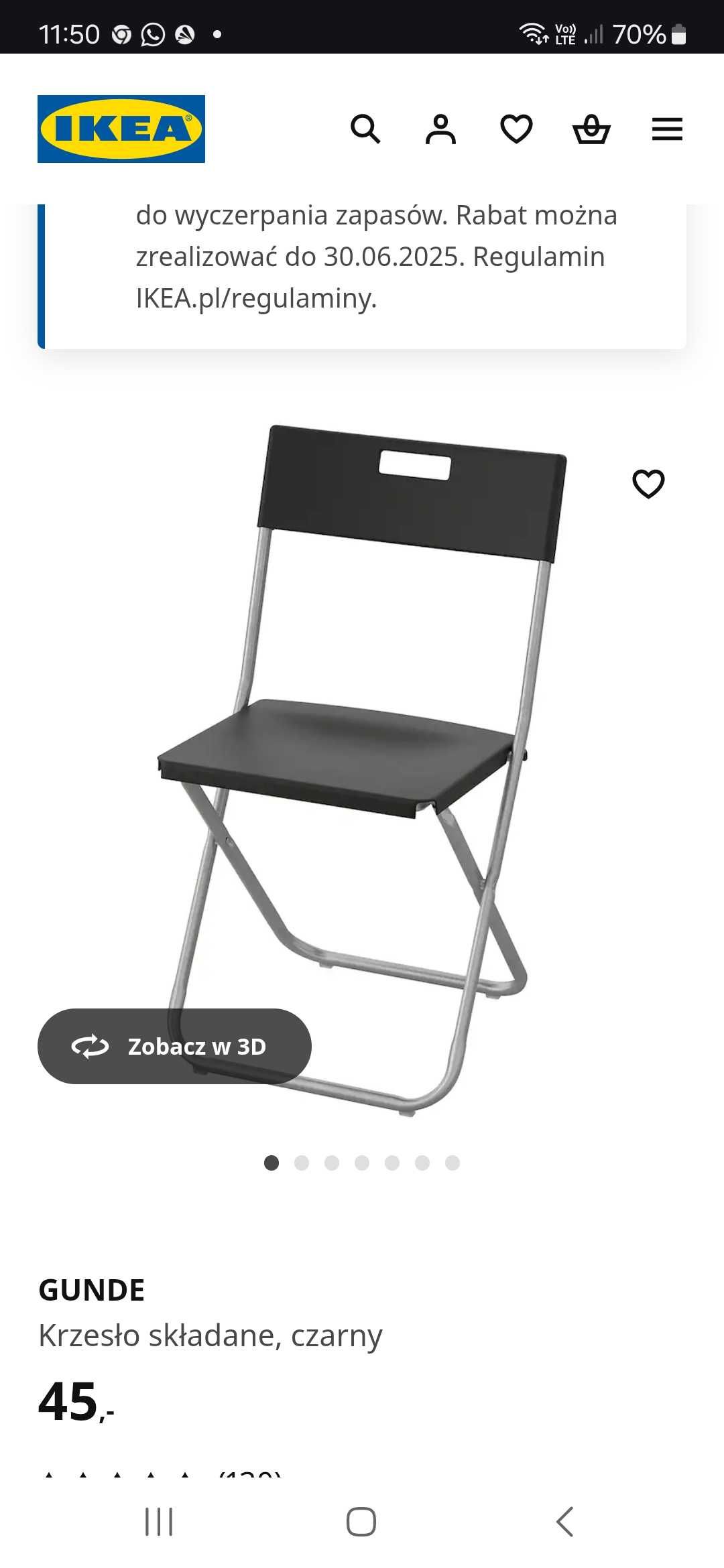 Krzeslo Ikea Gunde
