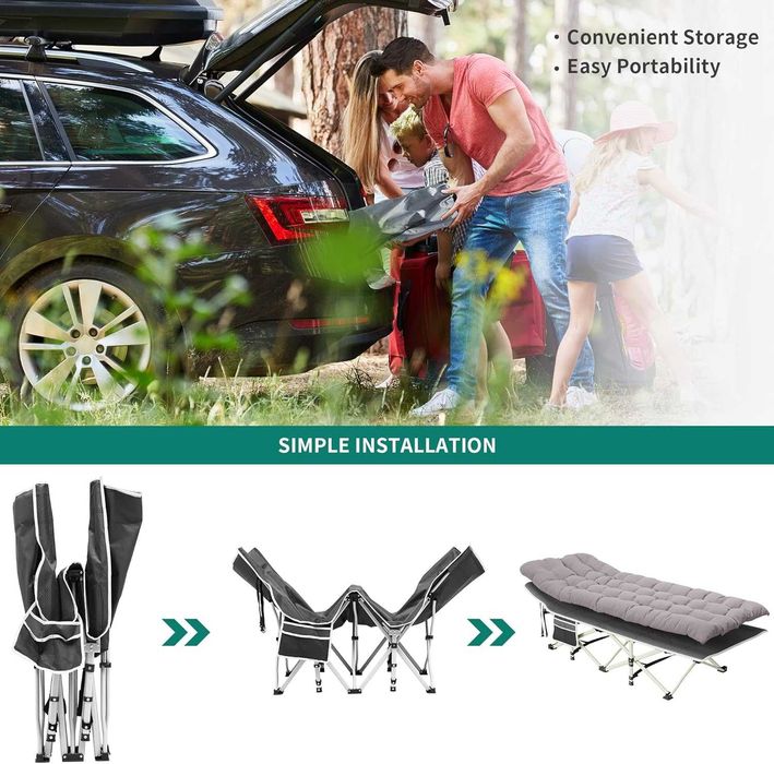 Składane łóżko kempingowe łóżko polowe składane z pokrowcem  materacem