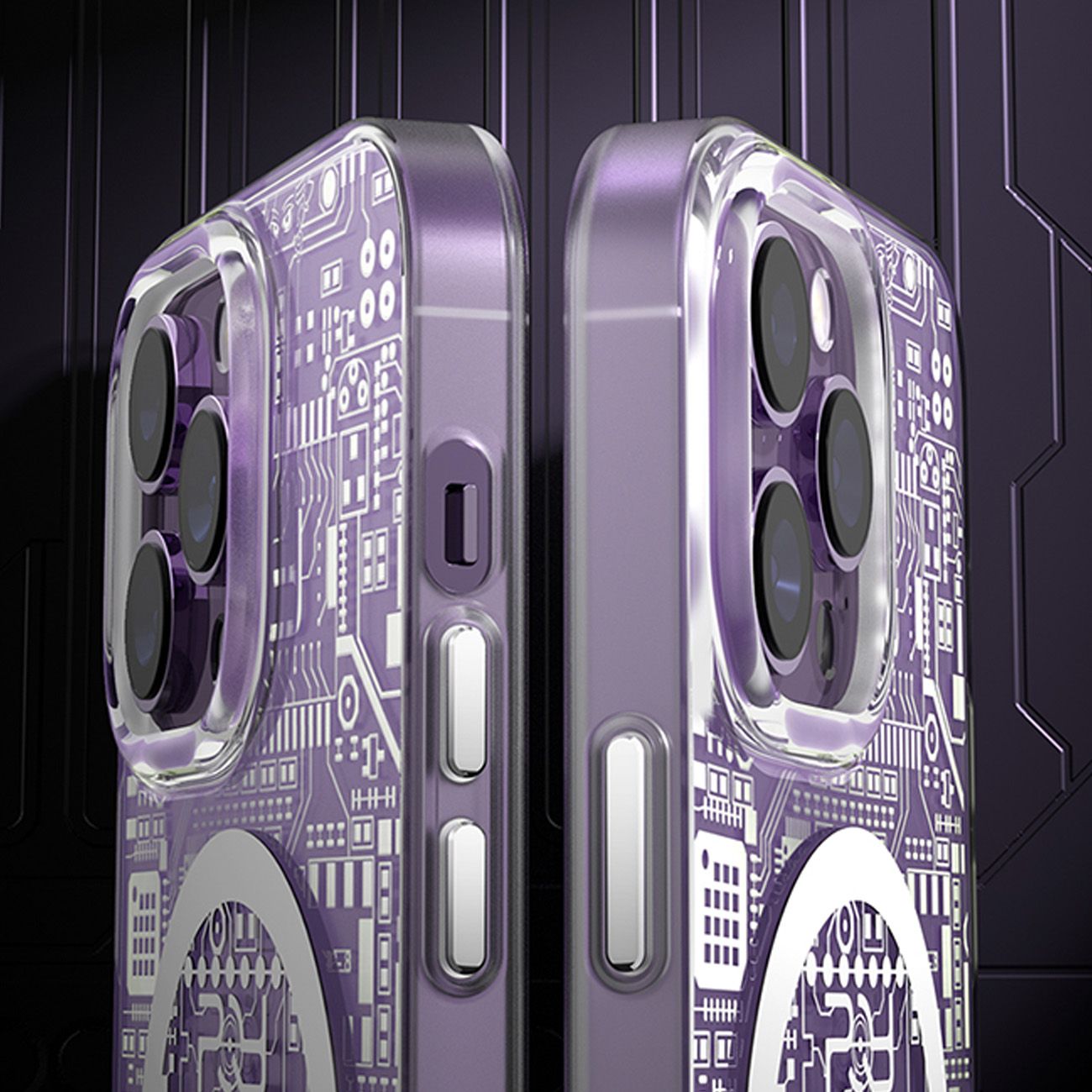 magnetyczne etui iphone 14 pro magsafe pqy geek series srebrne