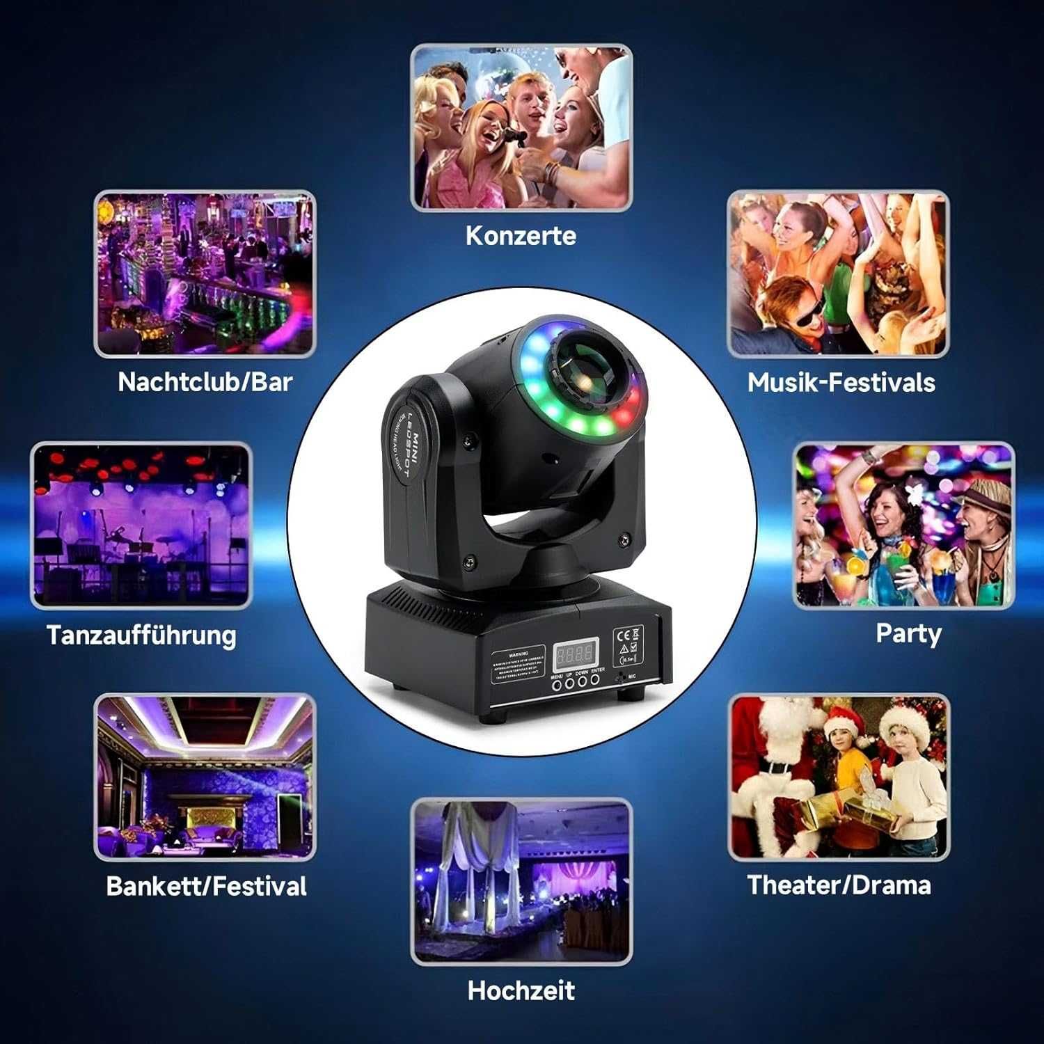 Ruchoma głowa Areyourshop  LED 8 gobo DMX 512 LED Sound