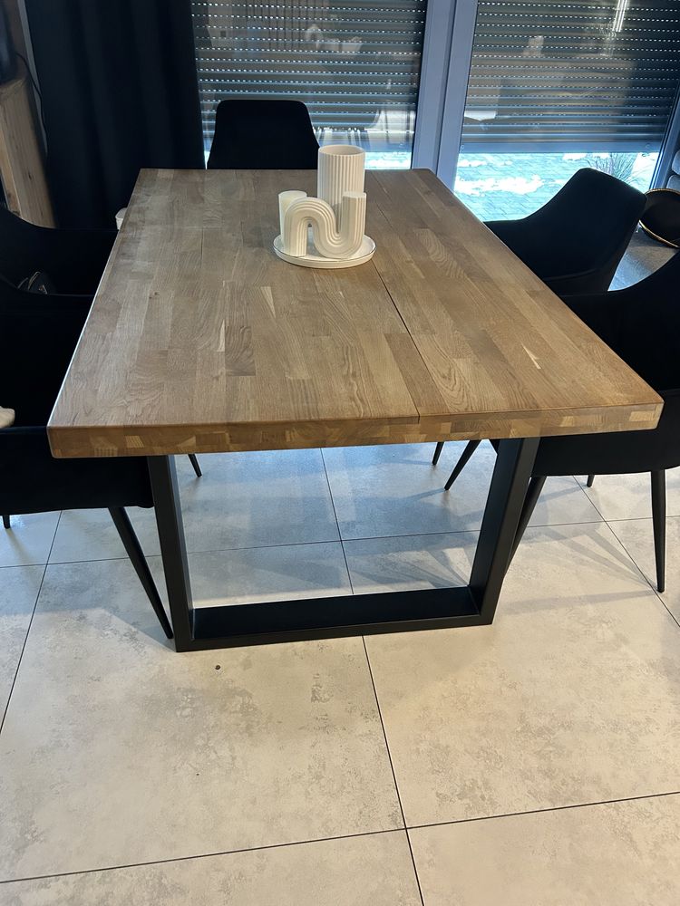 Stół drewniany metalowe czarne nogi 160x100 loft industrialny