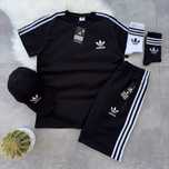 Спортивний комплект Adidas | Футболка + шорти | Чорний костюм на літо