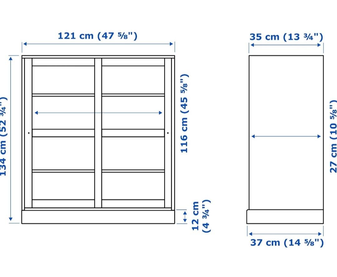 Ikea havsta witryna szkło  z cokolem bialy 121x37x134