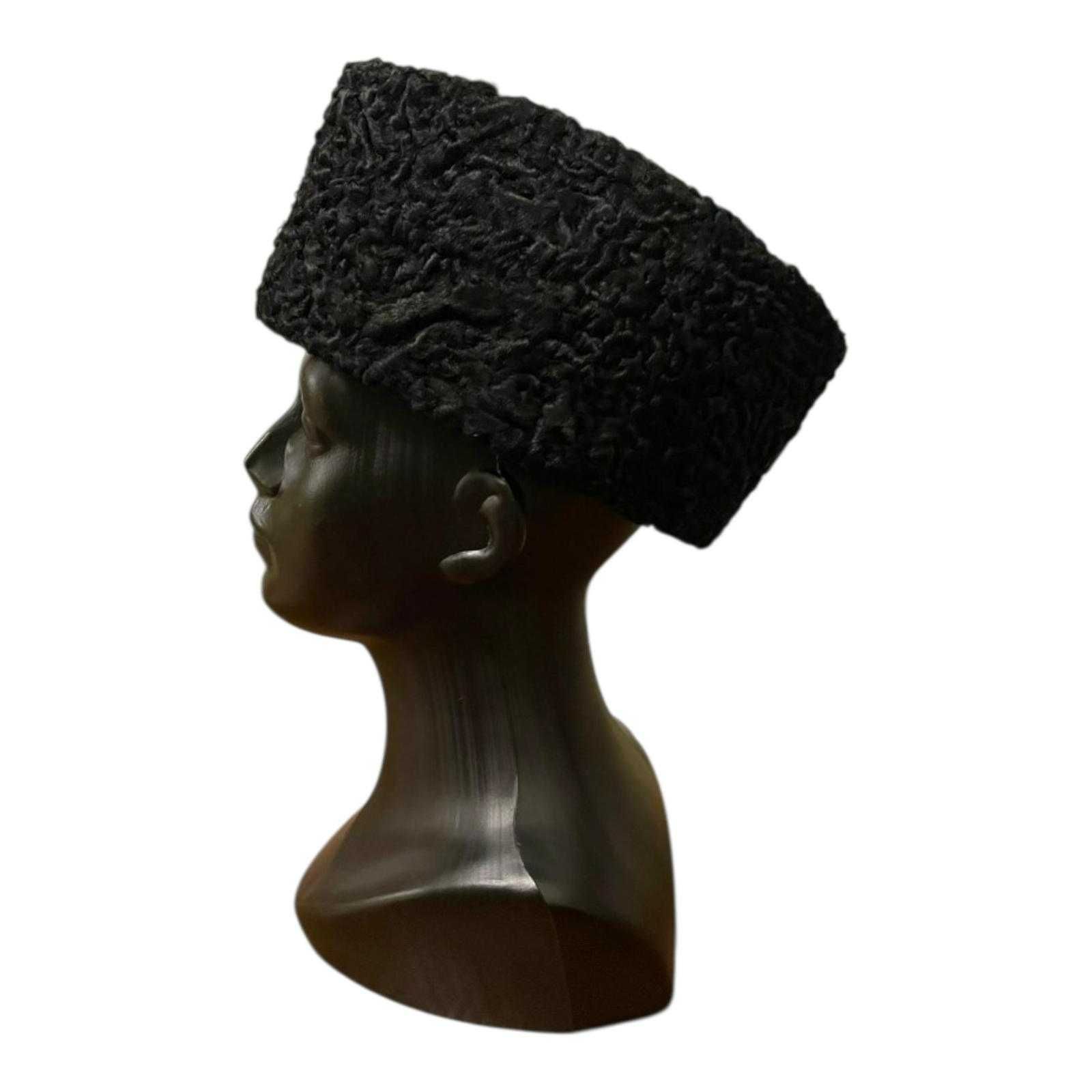 Boné Karakul feito à mão, chapéu de inverno para diplomata (black)
