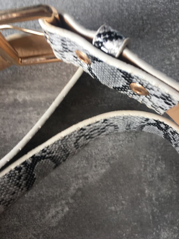 Pasek wzór wężowy biało czarny 100 cm