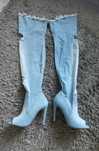 Buty  damskie kozaki wysokie jeansowe buty na obcasie  Rozmiar 37