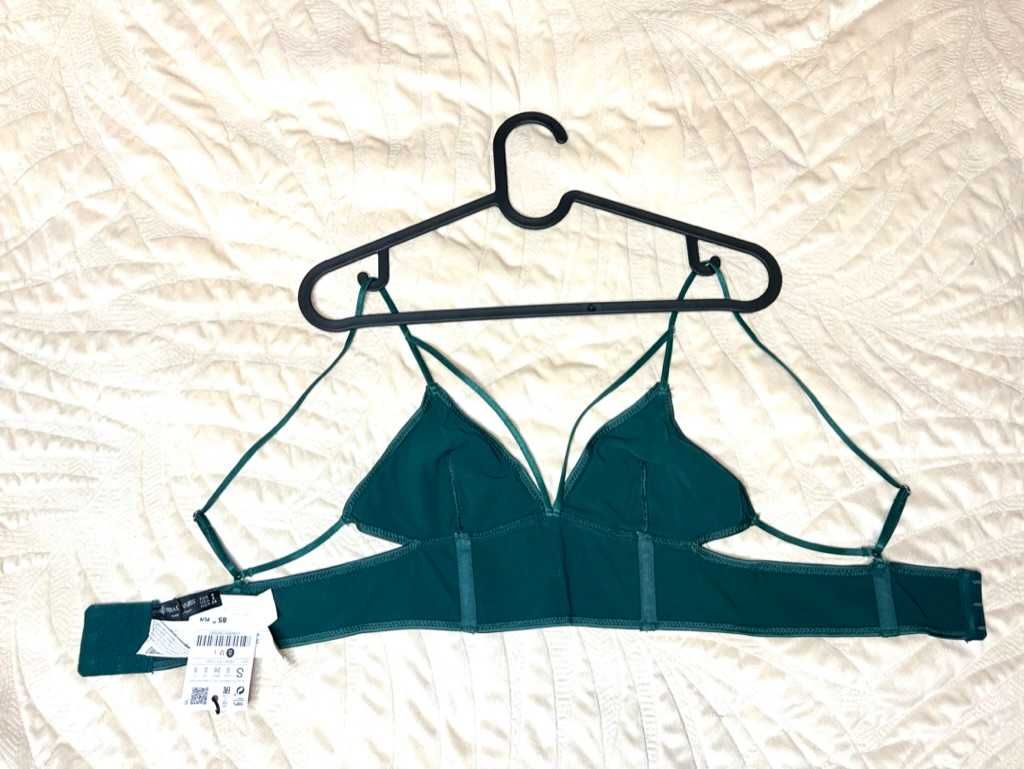 Braletka Bralette emerald green zielona nowa S stradivarius rave