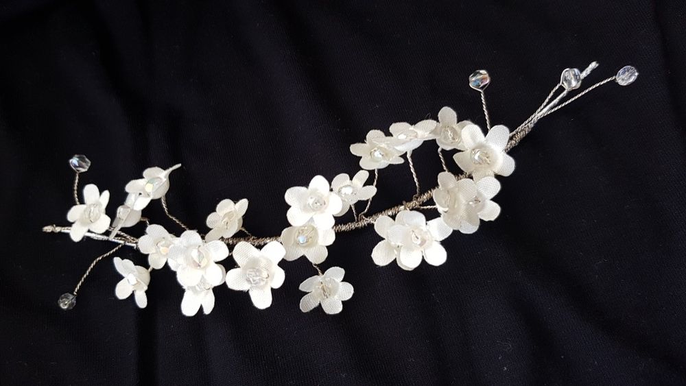 Ślubna spinka wsuwka do włosów butonierka kwiaty boho chic vintage