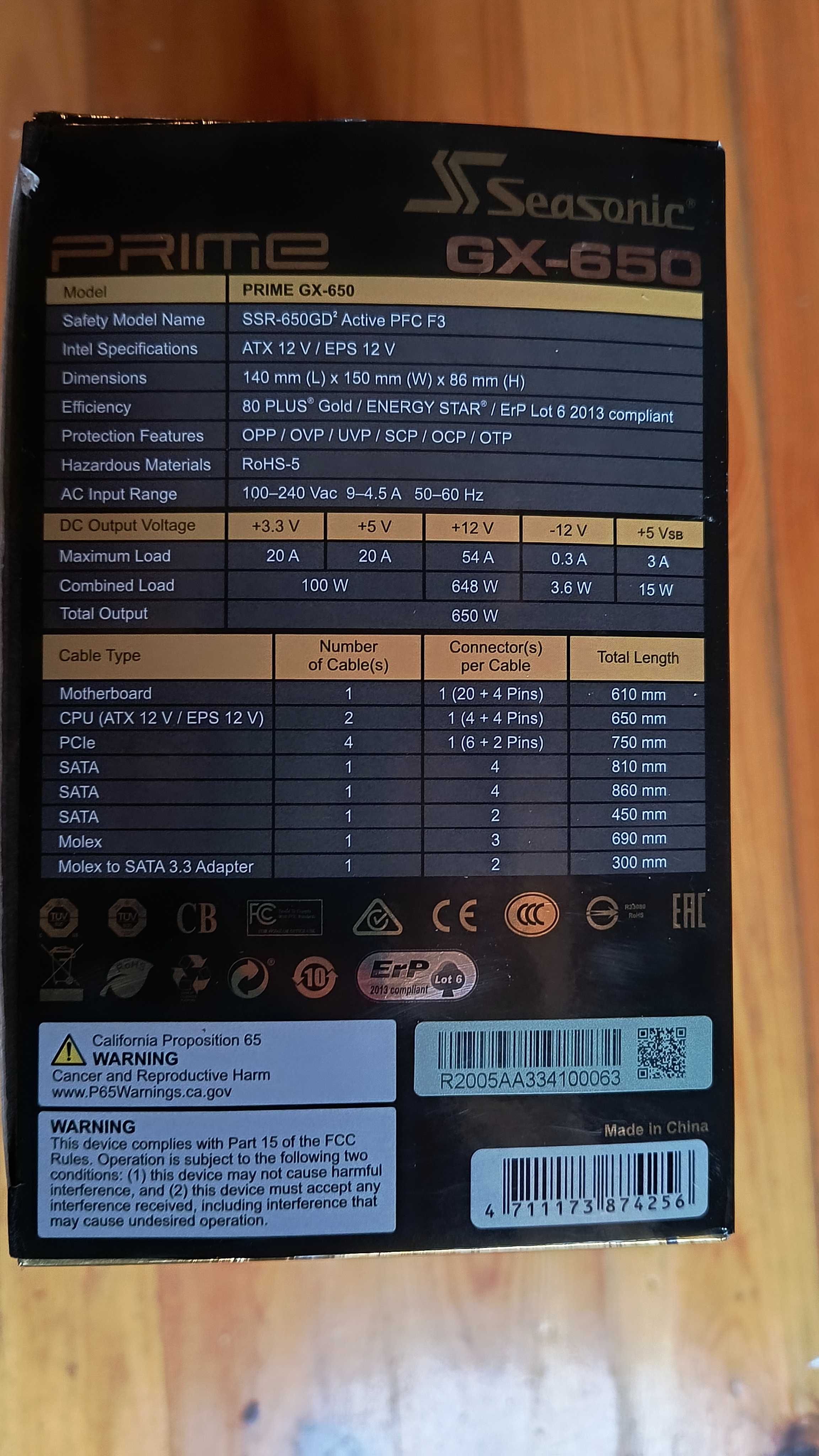 Zasilacz Seasonic PRIME GX-650 650W