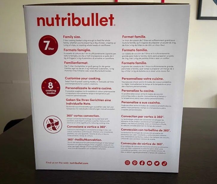 Air fryer XXL digital Nutribullet 7 Litros - Nova