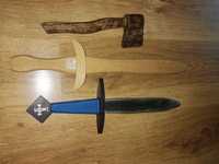 Drewniane zabawki miecz toporek miecze krzyżacki przebranie kostium