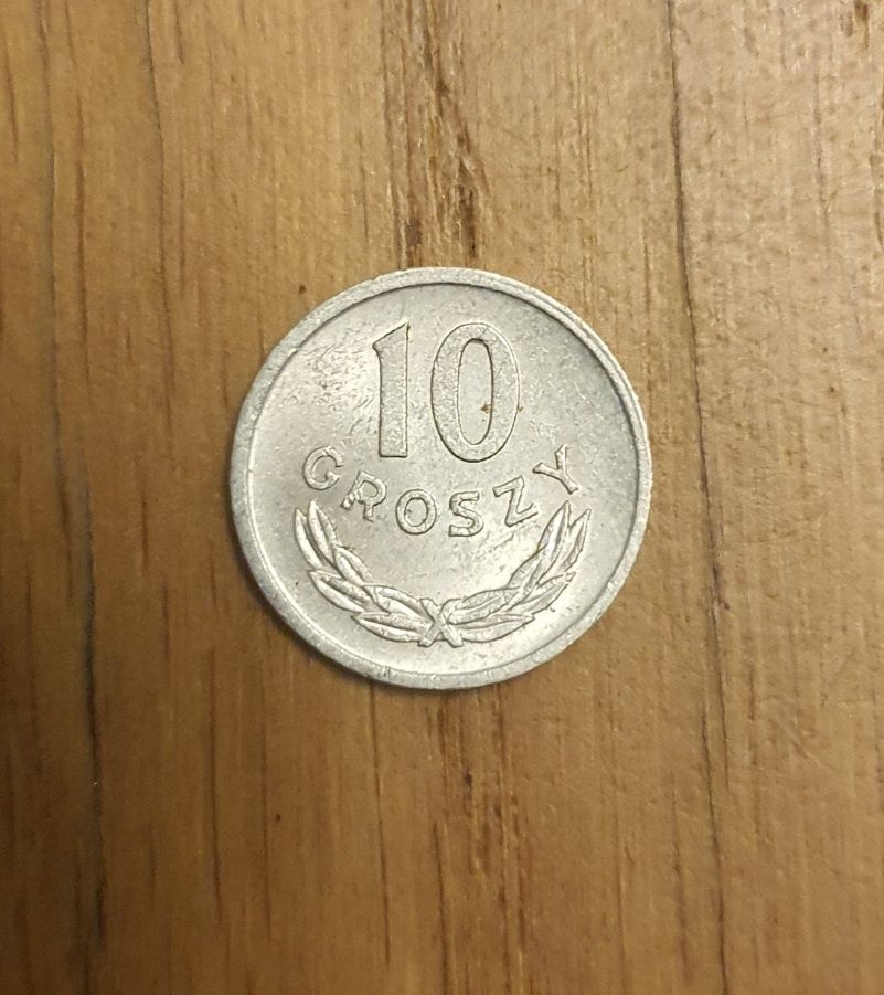 moneta PRL 10 groszy 1974 bez znaku mennicy