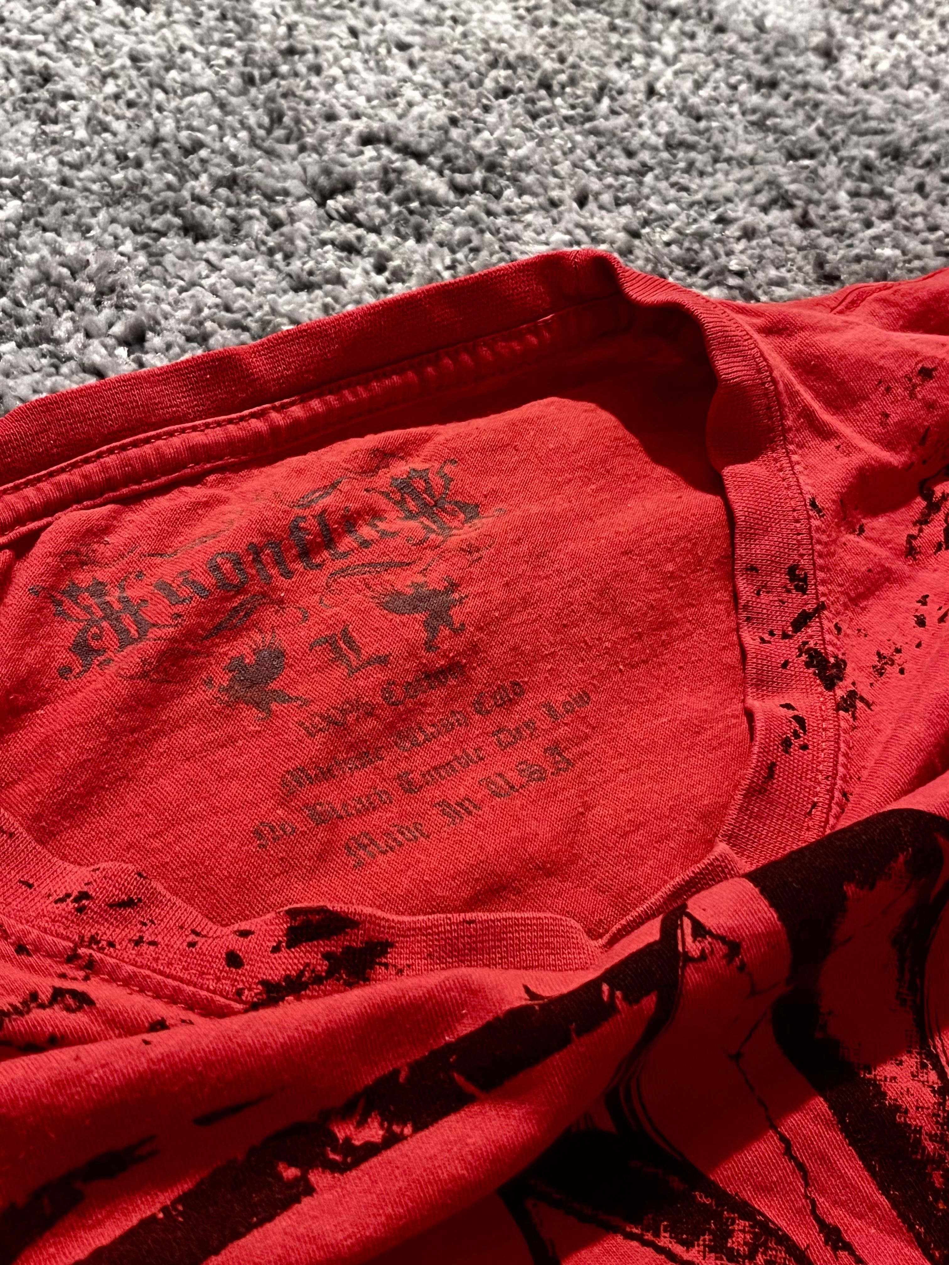 Affliction Red T-shirt koszulka y2k vintage rare sk8 emo sematary
