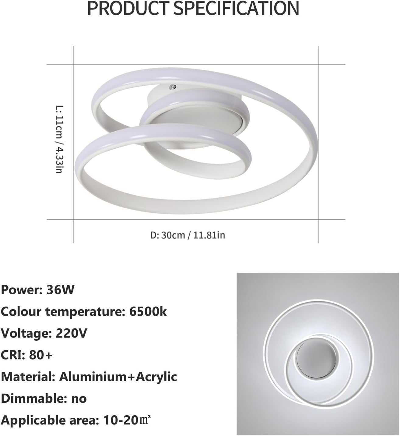 Comely Lampa sufitowa LED, 36 W