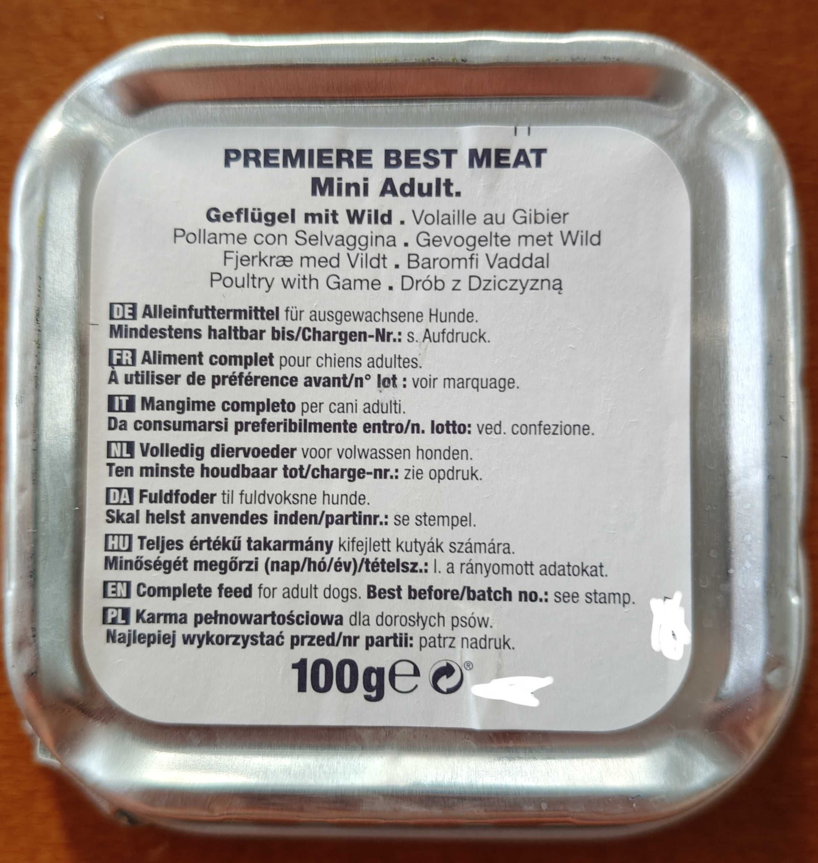 Tacki dla PSA PREMIERE Best Meat Mini Adult Dziczyzna i drób 64x100g.