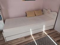 Łóżko 90x200 Meblik + schowek na pościel +wygodny materac z pokrowcem