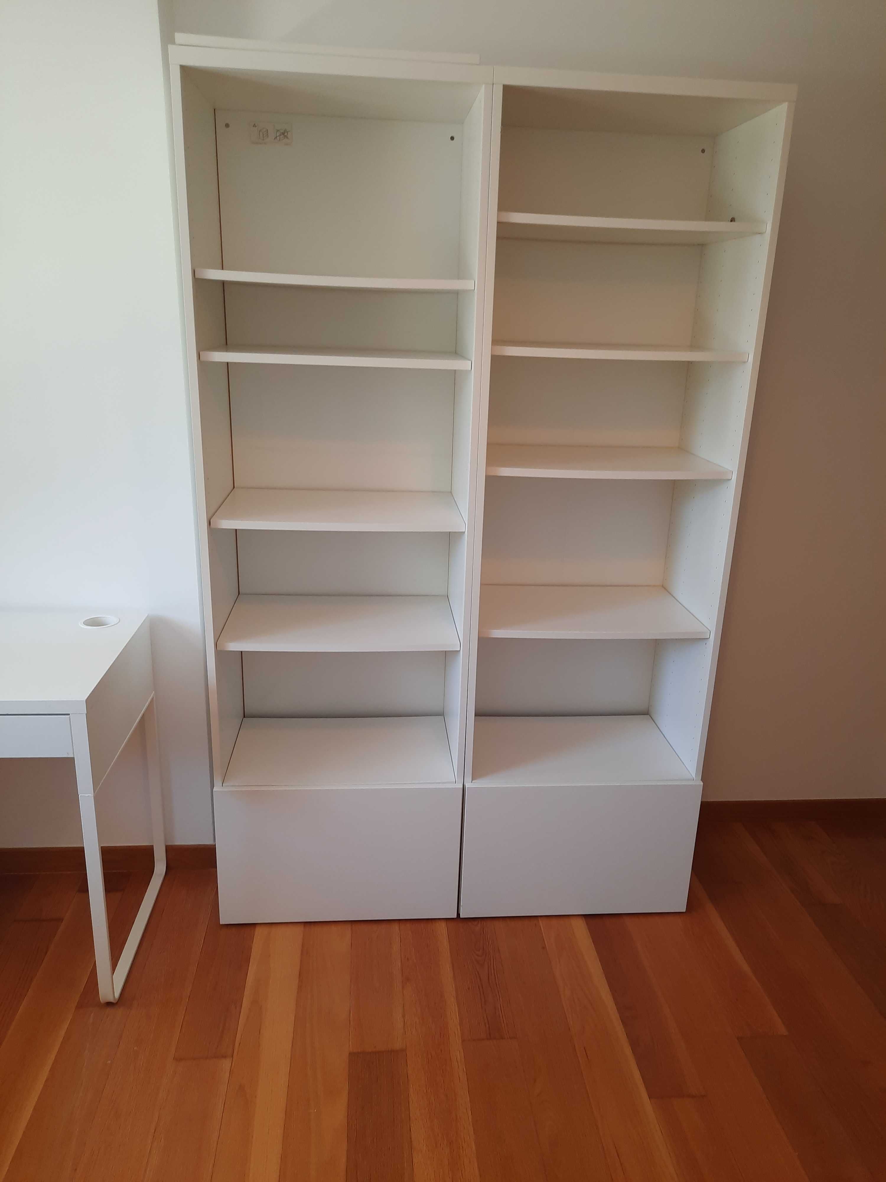 Pack 2 estantes ikea brancas com porta em baixo