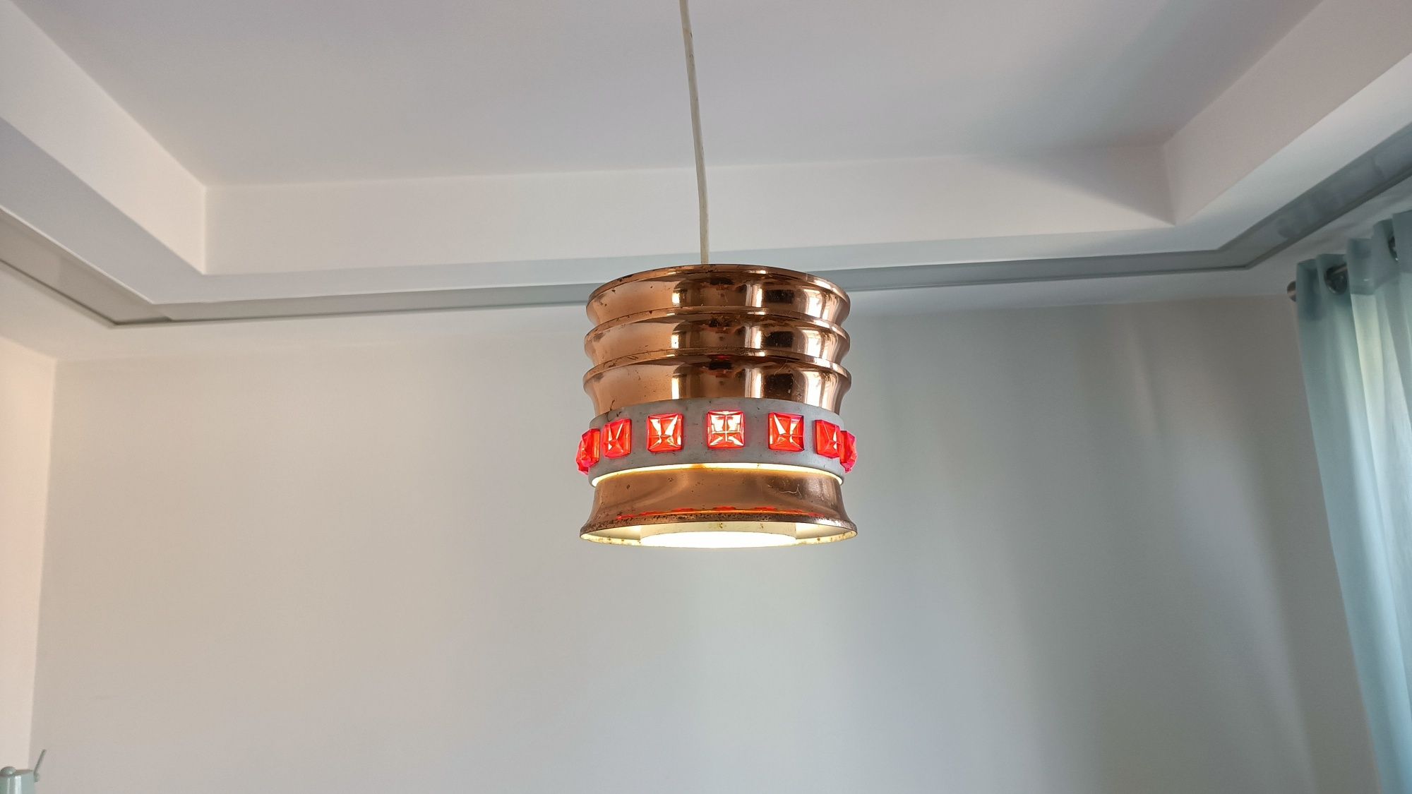 Stara Lampa Vintage Kosmiczna UFO Miedziana DDR VEB 70 lata wisząca